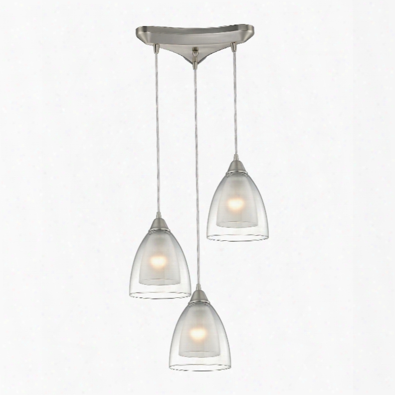 Elk Lighting Layers 3-light Pendant In Satin Nickel And Clear Glass