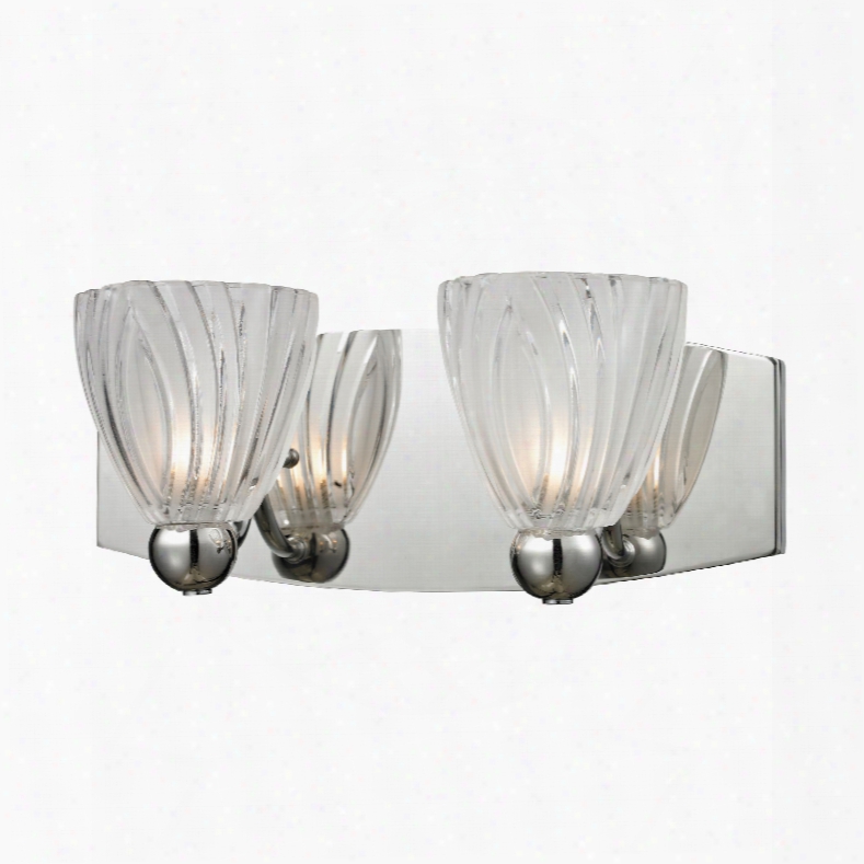 Elk Lighting Lindale 2-light Vanity In Polished Chrome And Scalloped Glass