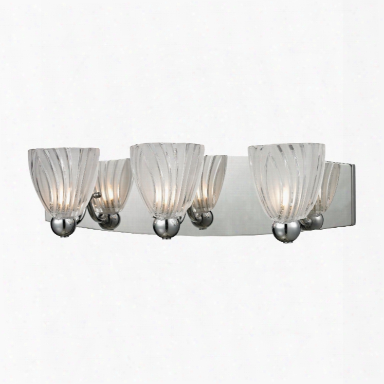 Elk Lighting Lindale 3-light Vanity In Polished Chrome And Scalloped Glass