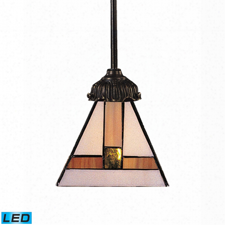 Elk Lighting Mix-n-match 1-light Led Pendant In Tiffany Bronze And Multicolor Glass