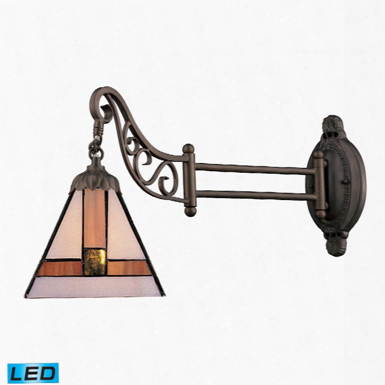 Elk Lighting Mix-n-match 1-light Led Swingarm In Tiffany Bronze And Multicolor Glass