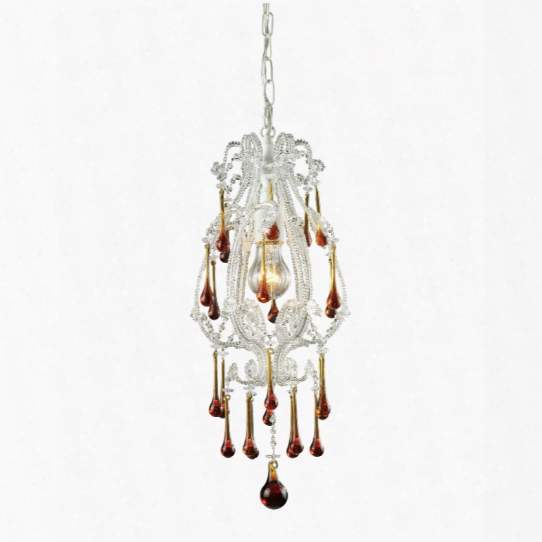 Elk Lighting Opulence 1-light Pendant In Antique White And  Amber Crystal