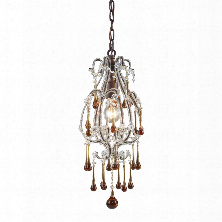 Elk Lighting Opulence 1-light Pendant In Rust With Amber Crystal