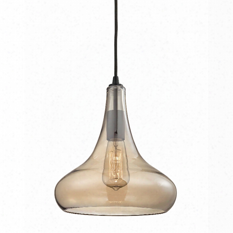 Elk Lighting Orbital 1-light Pendant In Oil Rubbed Bronze And Amber Teak Glass