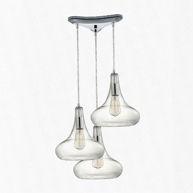 Elk Lighting Orbital 3-light Pendant In Polished Chrome And Clear Glass