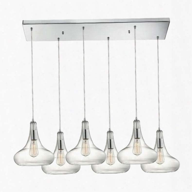 Elk Lighting Orbital 6-light Pendant In Polished Chrome And Clear Glass