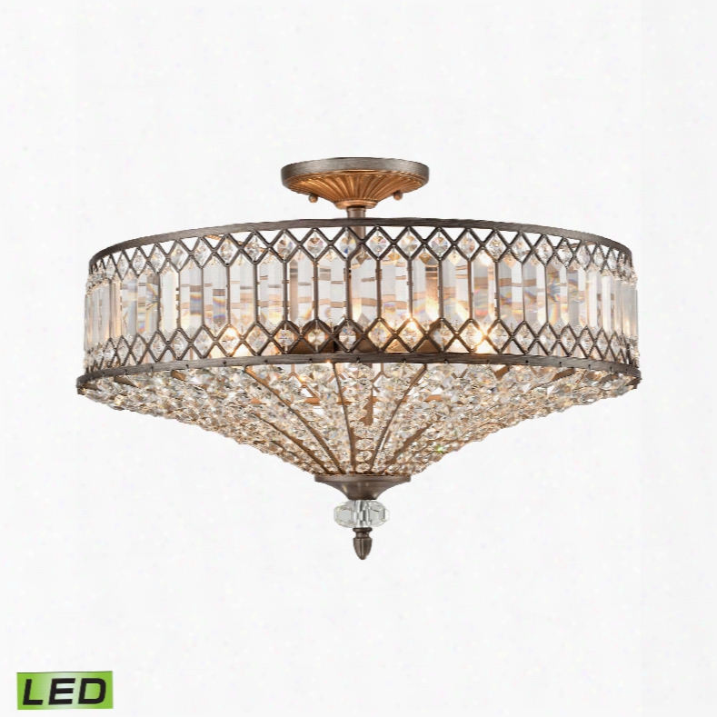 Elk Lighting Paola 4-light Led Semi Flush In Weathered Zinc