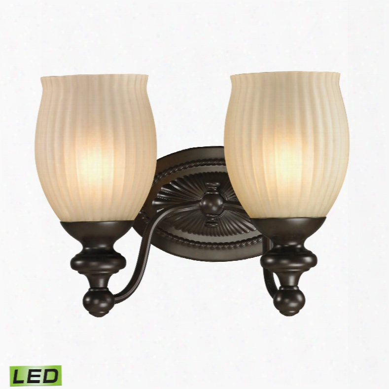 Elk Lighting Park Ridge 2-light Led Vanity In Oil Rubbed Bronze And Reeded Glass