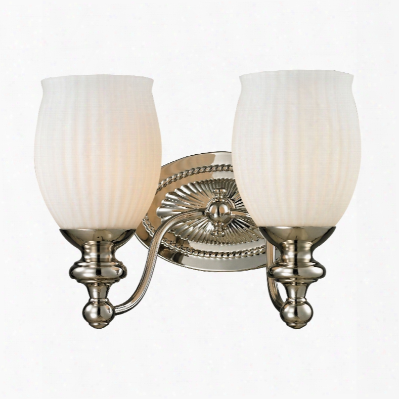 Elk Lighting Park Ridge 2-light Vanity In Polished Nickel And Reeded Glass