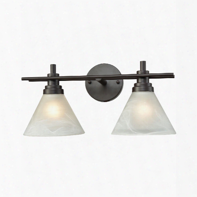 Elk Lighting Pemberton 2-light Vanity In Oil Rubbed Bronze With White Marbleized Glass