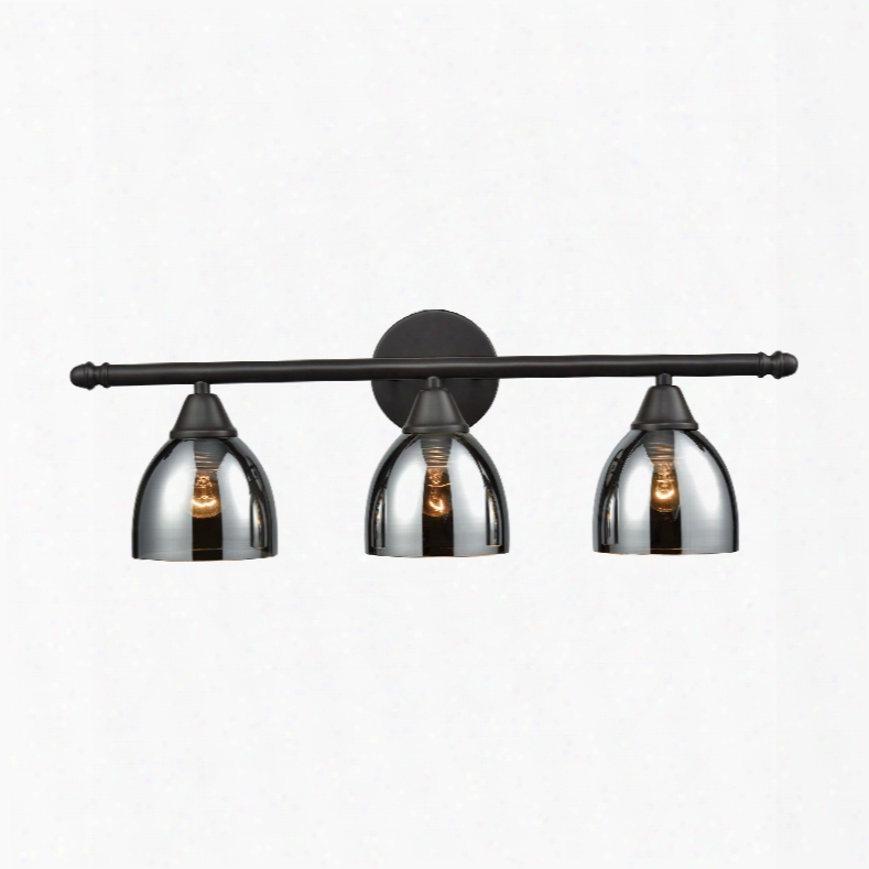 Elk Lighting Reflections 3-light Vanity In Oil Rubbed Bronze With Chrome Plated Glass