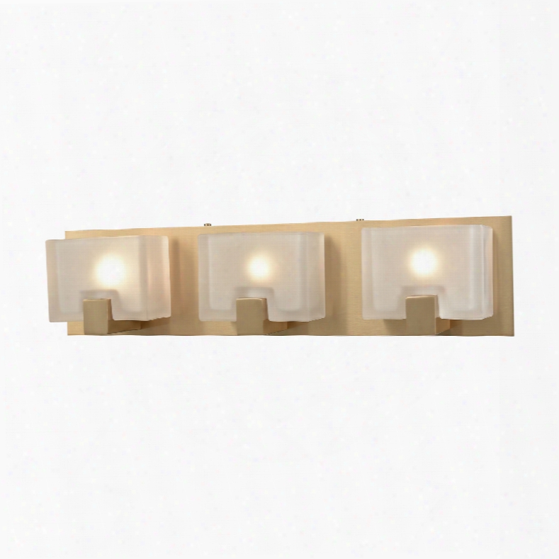 Elk Lighting Ridgecrest 3-light Vanity In Satin Brass With Frosted Cast Glass