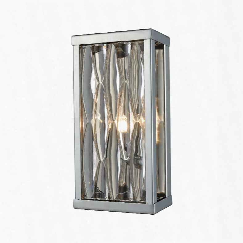 Elk Lighting Riverflow 1-light Vanity In Polished Chrome With Stacked River Stone Glass