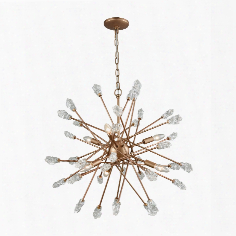 Elkl Ighting Serendipity 6-light Chandelier In Matte Gold With Clear Bubble Glass