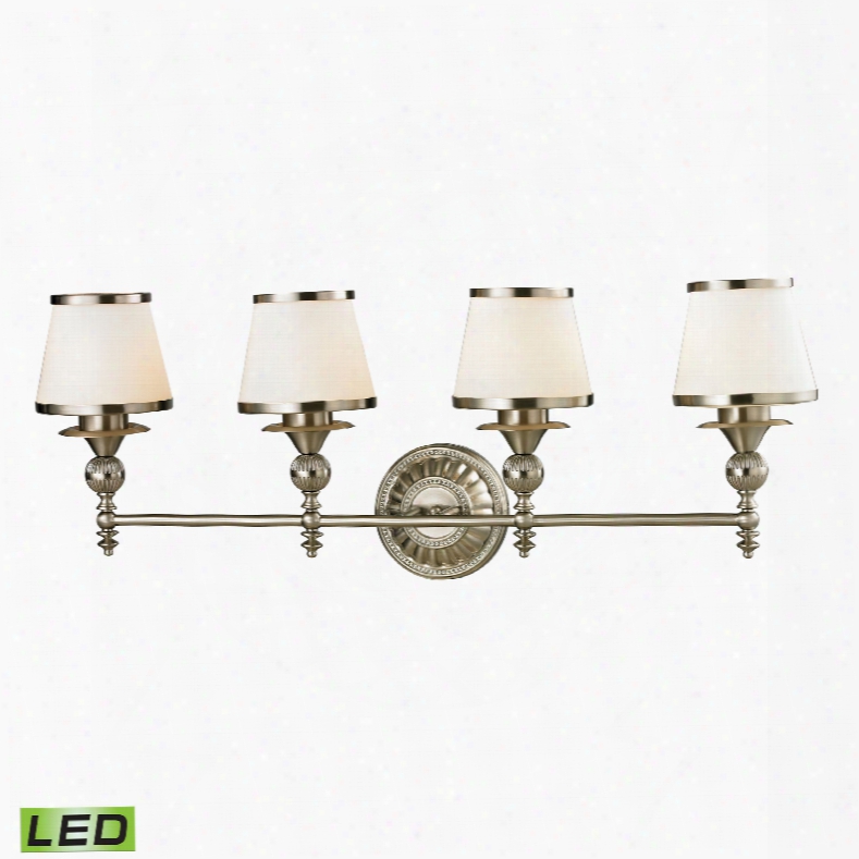 Elk Lighting Smithfield 4-light Led Vanity In Brushed Nickel And Opal White Glass