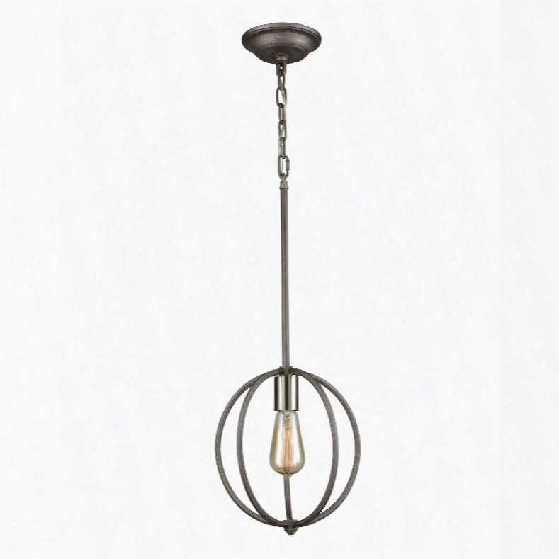 Elk Lighting Stanton 1-light Pendant In Weathered Zinc With Brushed Nickel Highlights