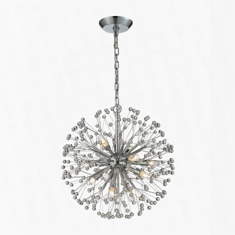 Elk Lighting Starburst 9-light Chandelier In Polished Chrome And Crystal