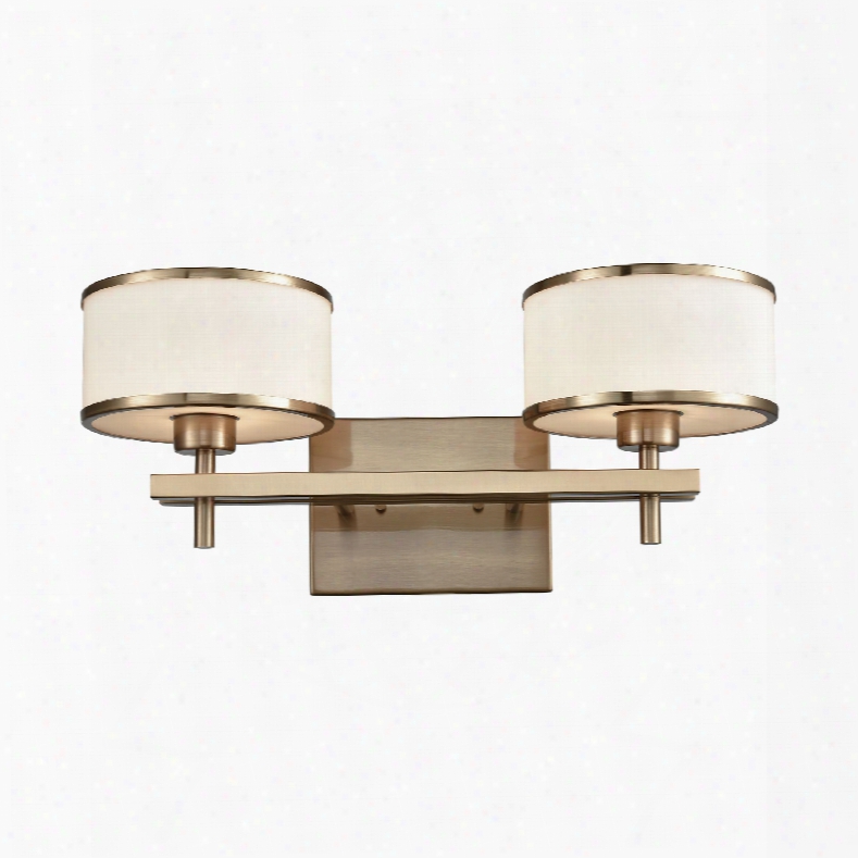 Elk Lighting Utica 2-light Vanity In Satin Brass With Opal White Glass