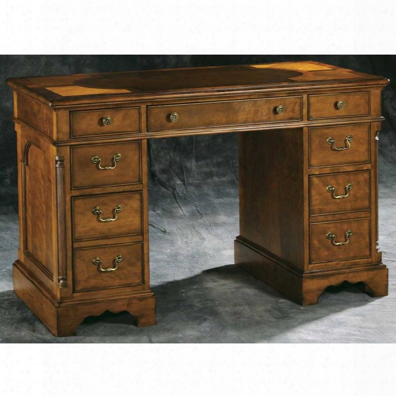 Hekman Oval Inlay Top Pedestal Desk