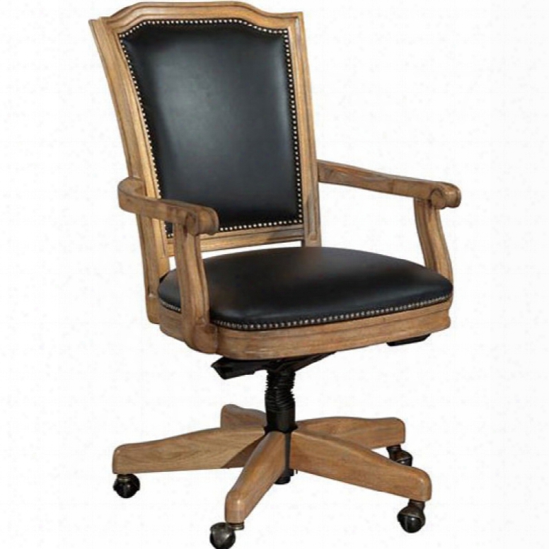 Hekman Wood Frame Black Office Chair