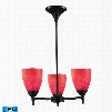 ELK Lighting Celina 3-Light LED Chandelier In Dark Rust And Scarlet Red Glass