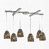 ELK Lighting Fissure 6-Light Pendant In Satin Nickel And Smoke Glass