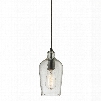 ELK Lighting Hammered Glass 1-Light Pendant In Oil Rubbed Bronze And Clear Glass