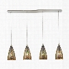 ELK Lighting Illusions 4-Light Linear Pan In Satin Nickel With 3-D Fishscale Glass Pendant