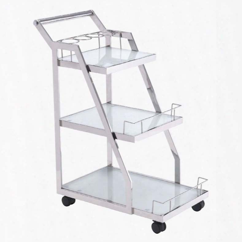 Zuo Modern Acropolis Serving Cart In Stainless Steel