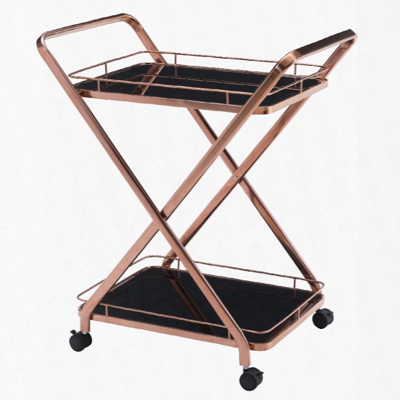 Zuo Modern Vesuvius Serving Cart In Rose Gold