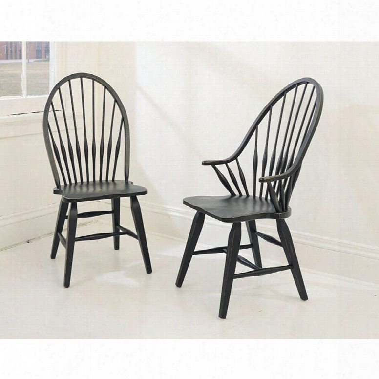 Broyhill Aftic Heirlooms Windsor Arm Chair In Antique Black - Set Of 2