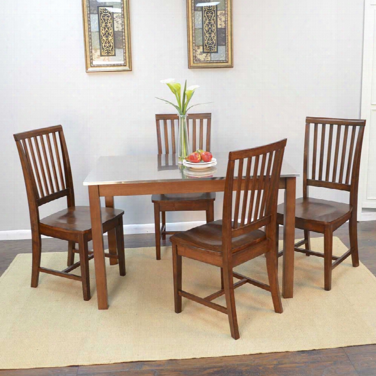 Carolina Forge Cooper Dining Table And Cooper Chairs 5-piece Set