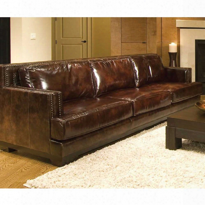 Elements Emerson Leather Sofa In Saddle