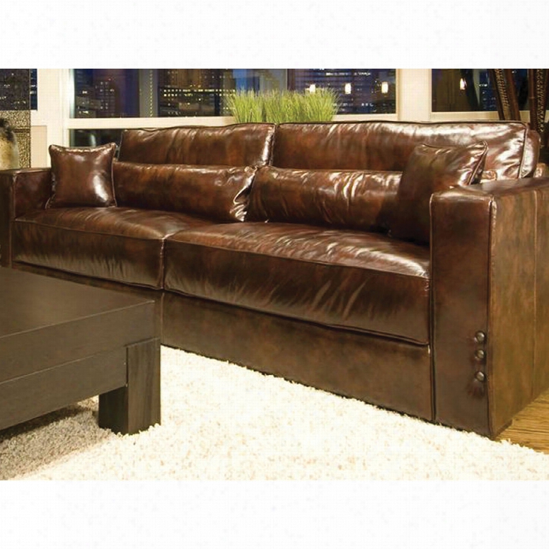 Elements Laguna Leather Sofa In Saddle