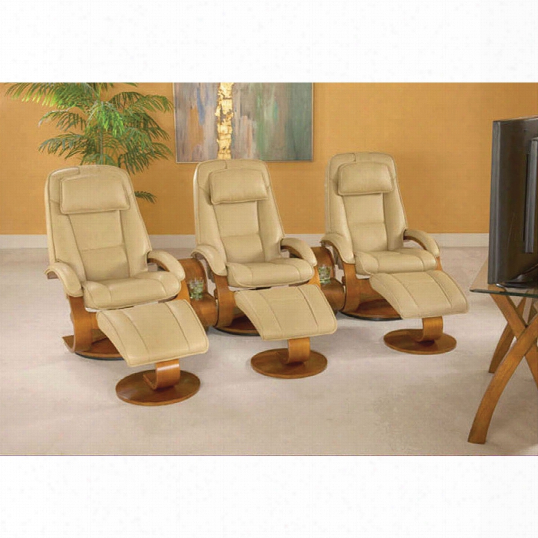 Mac Motion Bergen Triple Swivel Recliner With Ottoman And Theater Table In Cobblestone Leather