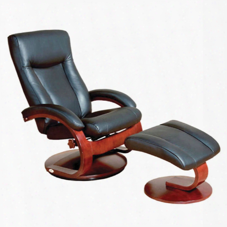 Mac Motion Hamar Swivel Recliner With Ottoman In Black Leather