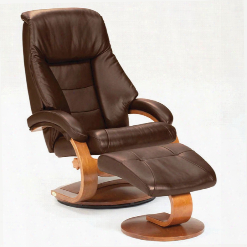 Mac Motion Mandal Swivel Recliner With Ottoman In Espresso Leather