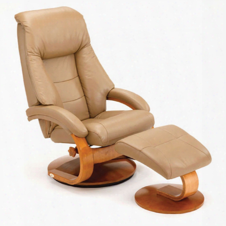 Mac Motion Mandal Swivel Recliner With Ottoman In Sand Leather