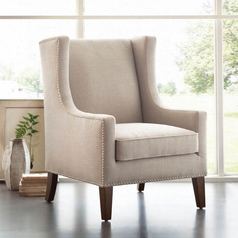 Madison Park Barton Wing Chair In Lindy Linen