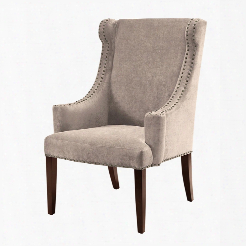 Madison Park Marcel High Back Wing Chair In Ciity Mushroom