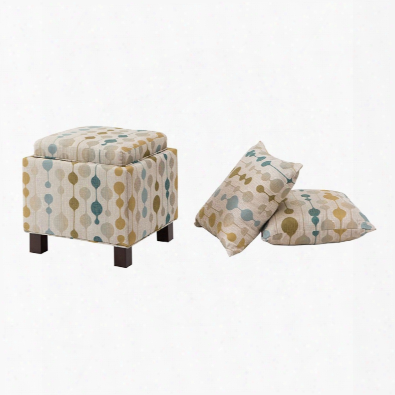 Madison Park Shelley Square Storage Ottoman With Pillows In Booya Tropic