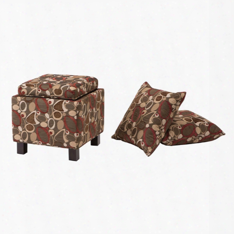 Madison Park Shelley Square Stroage Ottoman With Pillows In Evaluation Copper