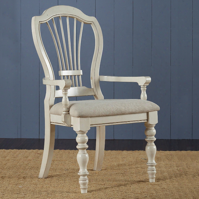 Hillsdale Furniture Pine Island Wheat Back Arm Chair Set Of 2 In Old White