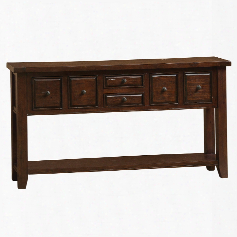 Hillsdale Furniture Tuscan Retreat 6 Drawer Hall Table In Rustic Mahogany