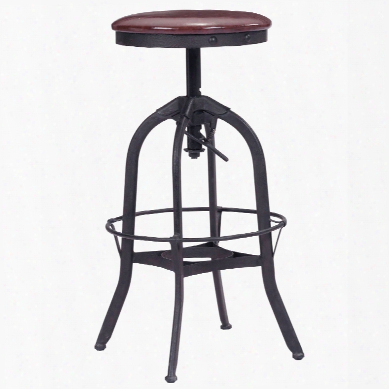 Zuo Era Crete Barstool In Burgundy And Antique Black