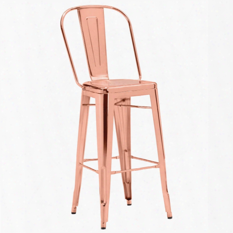 Zuo Era Elio Bar Chair In Rose Gold - Set Of 2