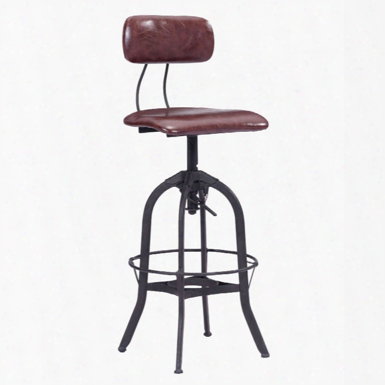 Zuo Era Gering Bar Chair In Burgundy And Antique Black