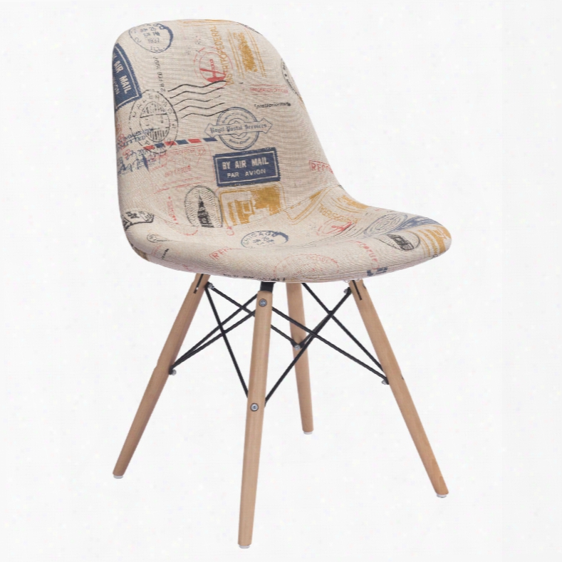 Zuo Era Solo Dkning Chair In Vintage Postage Print