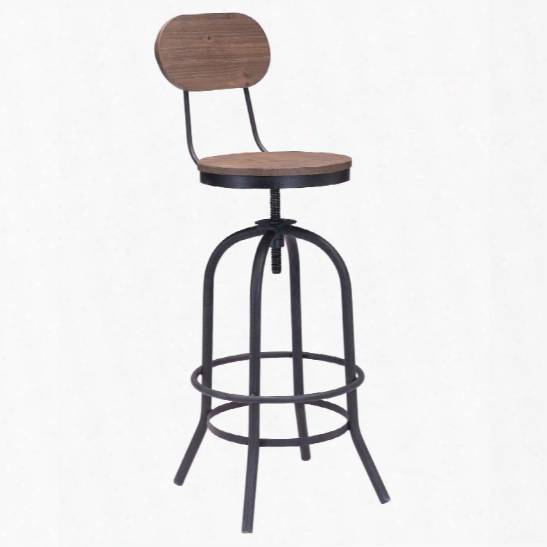 Zuo Era Twin Peaks Bar Chair In Distressed Natural