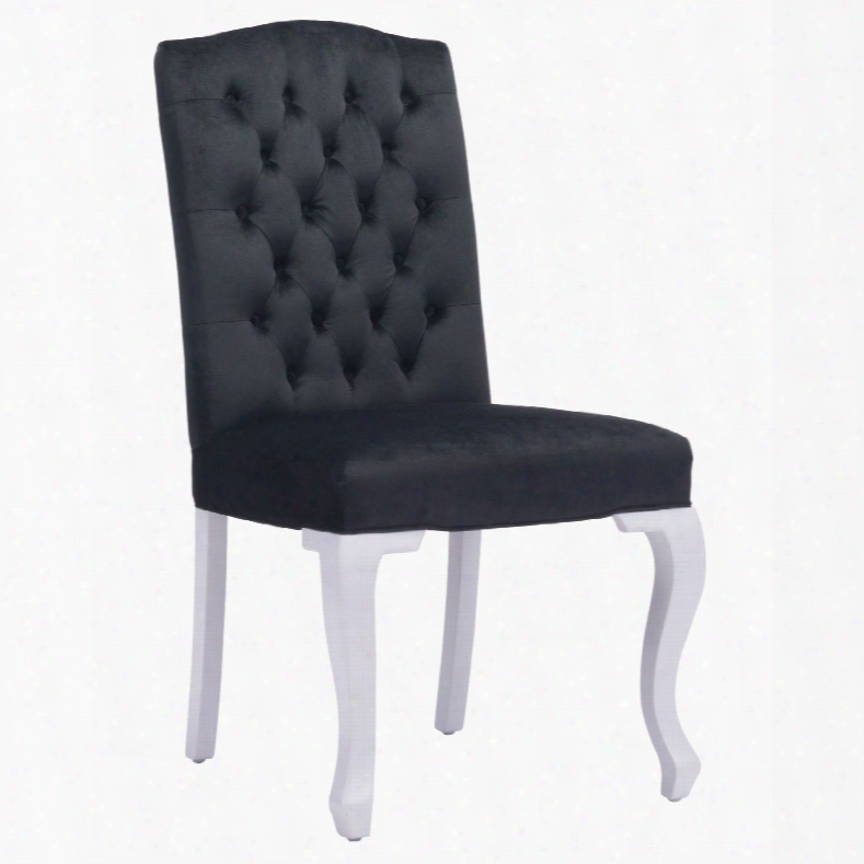 Zuo Modern Bourbon Dining Chair In Black Velvet - Set Of 2